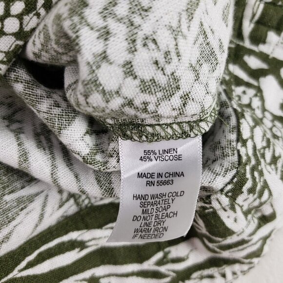 Tahari Linen Blend Button Up Jacket Womens Medium Green Leaf Print Lightweight - Picture 6 of 8